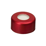 11mm Aluminum Crimp Seal (red) with Septa PTFE/Silicone, pk.100